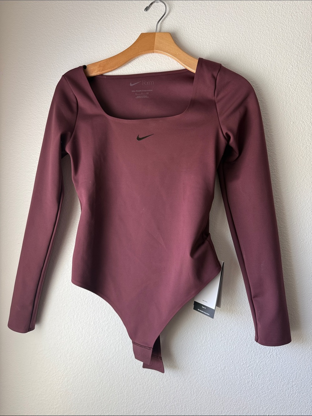Nike Women’s Square Neck Long Sleeve Bodysuit - Wine
